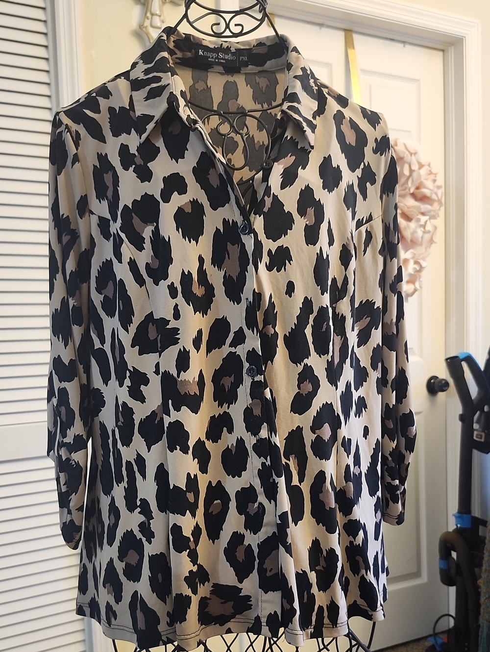 Knapp Studio Beige Leopard Print Blouse